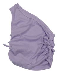 Lila žebrovaný asymetrický crop top s nařasením Shein