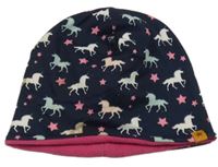 Tmavomodrá podšitá čepice s jednorožci 