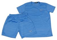 2 set - modré sportovní tričko s logem + kraťasy - Nike