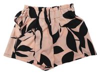 Růžovo-černé lehké paper bag kraťasy Shein