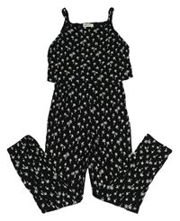 Černý kalhotový overal s palmami H&M