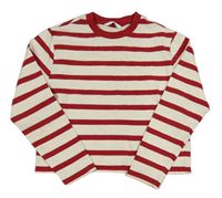 Bílo-červená pruhovaná crop mikina M&S