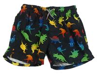 Černé plážové kraťasy s dinosaury C&A