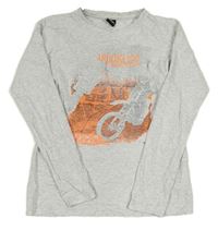 Šedé melírované triko s motorkou Chapter young vel. 176