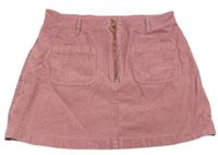 Růžová manšestrová sukně se zipem M&S