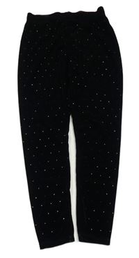 Černé sametové legíny s kamínky Next