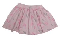 Bílo-růžová pruhovaná bavlněná kolová sukně s ananasy 