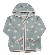 Šedo-růžová hvězdičkovaná fleecová propínací mikina s kapucí Smile