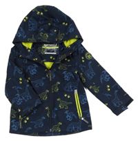 Tmavomodrá softshellová bunda s dinosaury a kapucí C&A