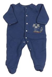 Tmavomodrý prošívaný overal s mývalem 