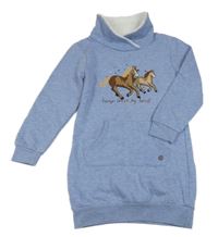 Modrá dlouhá mikina s koníky a komínovým límcem Topolino