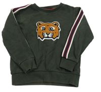 Khaki mikina s tygrem a pruhy Next 