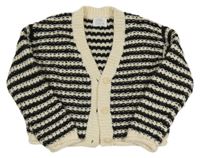 Černo-smetanový pruhovaný propínací crop svetr Zara