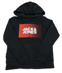 Černá mikina s logem a kapucí Jack & Jones