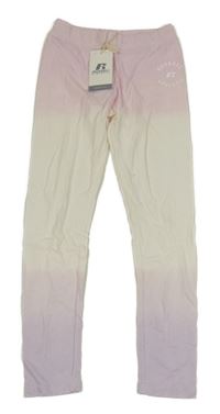 Nové - Světlerůžovo-bílo-fialové legíny s logem Russell