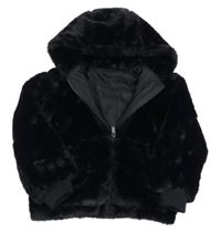 Černá kožešinivá podšitá bunda s kapucí Dunnes