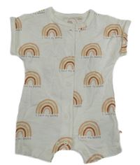 Bílý bavlněný kraťasový overal s duhami Next