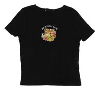 Černé crop tričko s pejskem a kočičkou FB Sister 