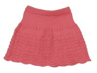Růžová pletená děrovaná sukně 