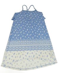 Modro-bílé vzorované dlouhé šaty s volánky H&M