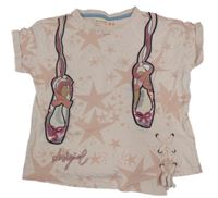 Světlerůžové tričko s piškoty a hvězdičkami Desigual