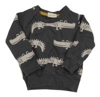 Tmavošedá mikina s krokodýly 