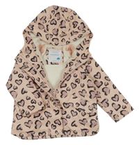 Světlerůžová nepromokavá jarní bunda se srdíčky a kapucí Primark