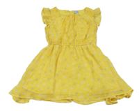 Žluté kytičkované žoržetové šaty s motýlky Kiki&Koko