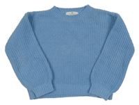 Modrý vzorovaný žinylkový crop svetrH&M