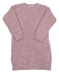 Světlerůžovo-oranžové pletené vlněné šaty M&S