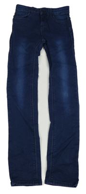 Tmavomodré teplákové skinny fit rifle Hema