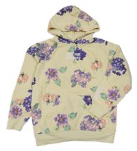 Vanilková mikina s květy a kapucí H&M