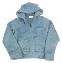 Modrá kožešinová podšitá bunda s kapucí H&M