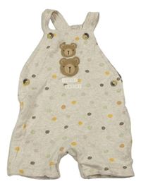 Světlebéžové melírované puntíkaté teplákové laclové kraťasy s medvídky Mothercare