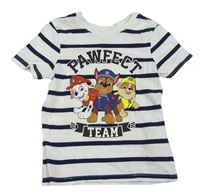 Bílo-tmavomodré pruhované tričko s PAW PATROL C&A
