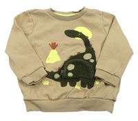 Světlehnědá mikina s dinosaurem F&F
