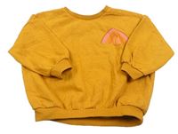 Medová melírovaná oversize mikina s duhami a dýněmi a nápisy Matalan