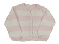 Světlerůžovo-bílý pruhovaný propínací svetr Mothercare