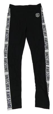 Černé legíny s logem a bílým pruhem s nápisy Bejo