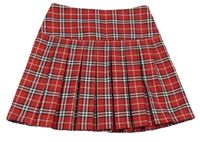 Červeno-černo-bílá kostkovaná skládaná sukně PRIMARK