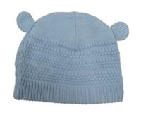 Světlemodrá vzorovaná pletená čepice s oušky George