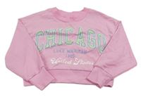 Růžová crop mikina s nápisy Matalan