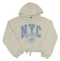 Smetanová crop mikina s písmenky a kapucí C&A