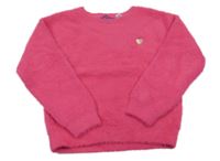 Tmavorůžový chlupatý svetr se srdíčkem OKaïdi