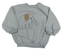 Šedá melírovaná oversize mikina se sloníkem a nápisem George