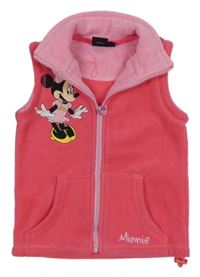 Růžová fleecová propínací vesta s Minnie Disney