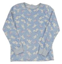 Světlemodrá plyšová pyžamová mikina s medvídky a duhami C&A