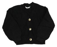 Černý žebrovaný vlněný propínací crop svetr M&S