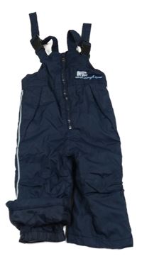 Tmavomodré šusťákové zimní laclové oteplovačky s medvídky impidimpi