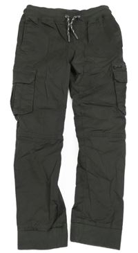 Tmavošedé cargo cuff plátěné kalhoty s úpletovým pasem C&A